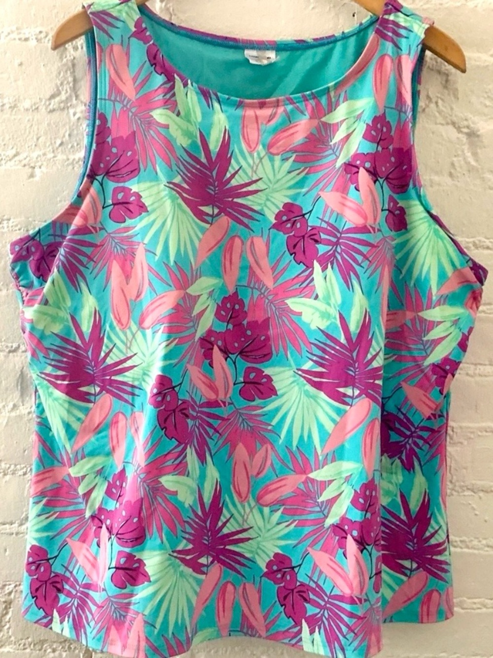 Womens Lands End Tankini Swim Top Floral Size 24W Multicolor Beach Vacation